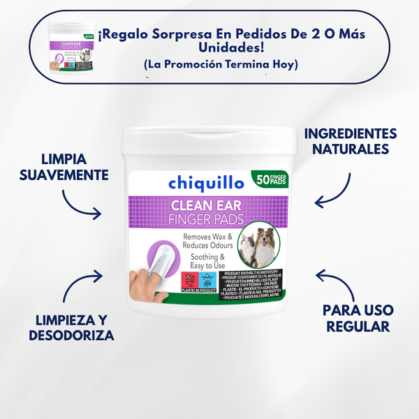 Toallitas Chiquillo Para Limpieza De Oídos De Mascotas (50 Uds.)